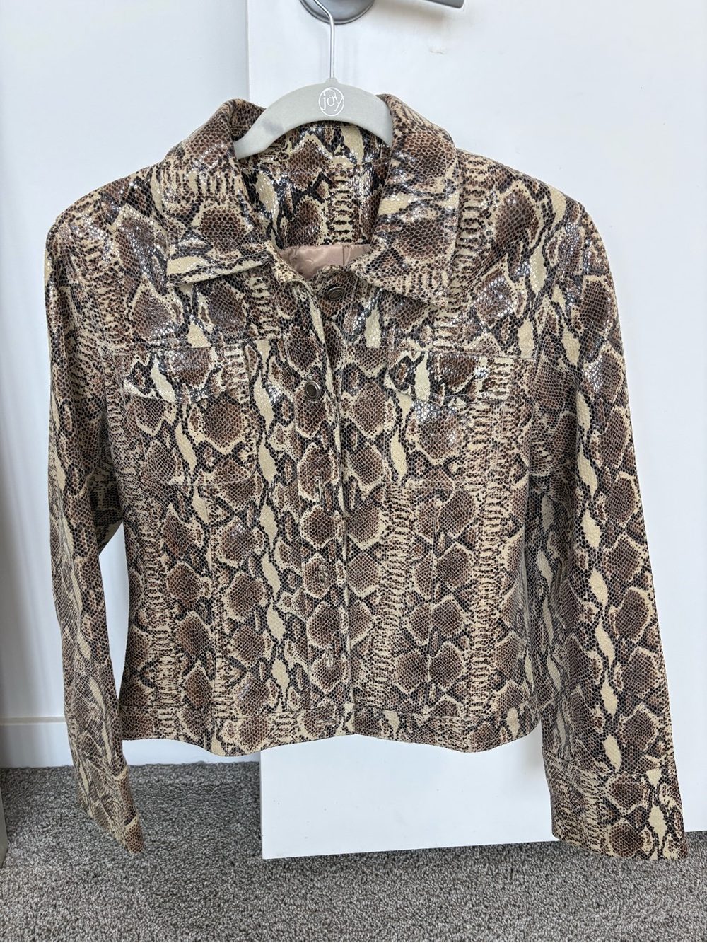 Like new Elements by Vakko $400 python snakeskin print genuine leather jacket XS
